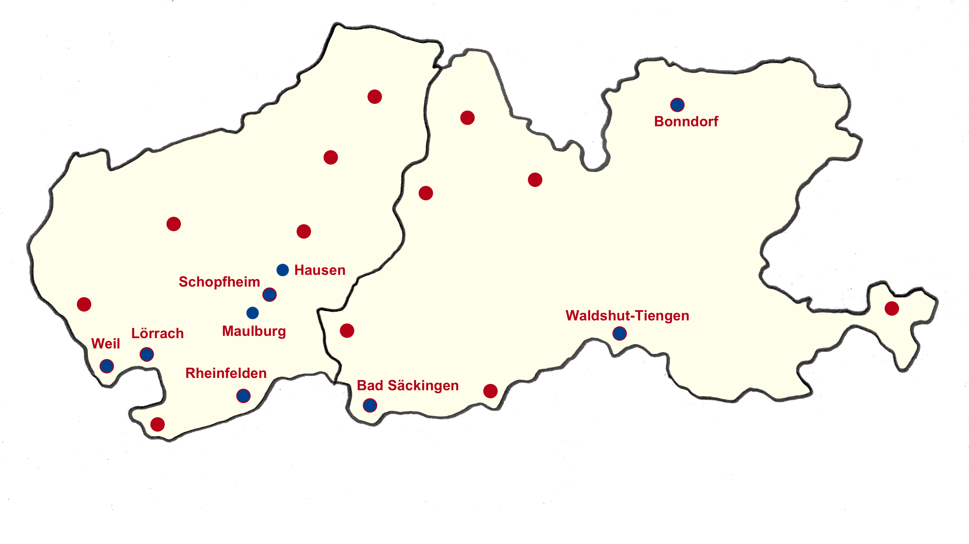 Landkreiskarte mit Standorten der Sonderpädagog. Beratungsstellen